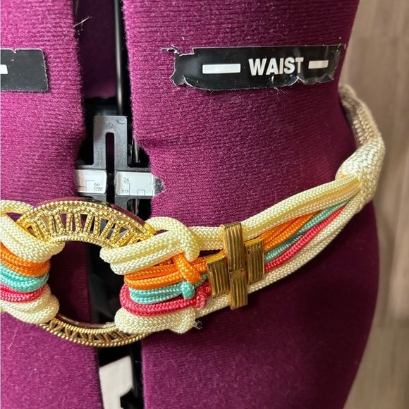 Vibrant Multicolor Vintage 80’s Woven Rope Belt with Gold Details main image 5
